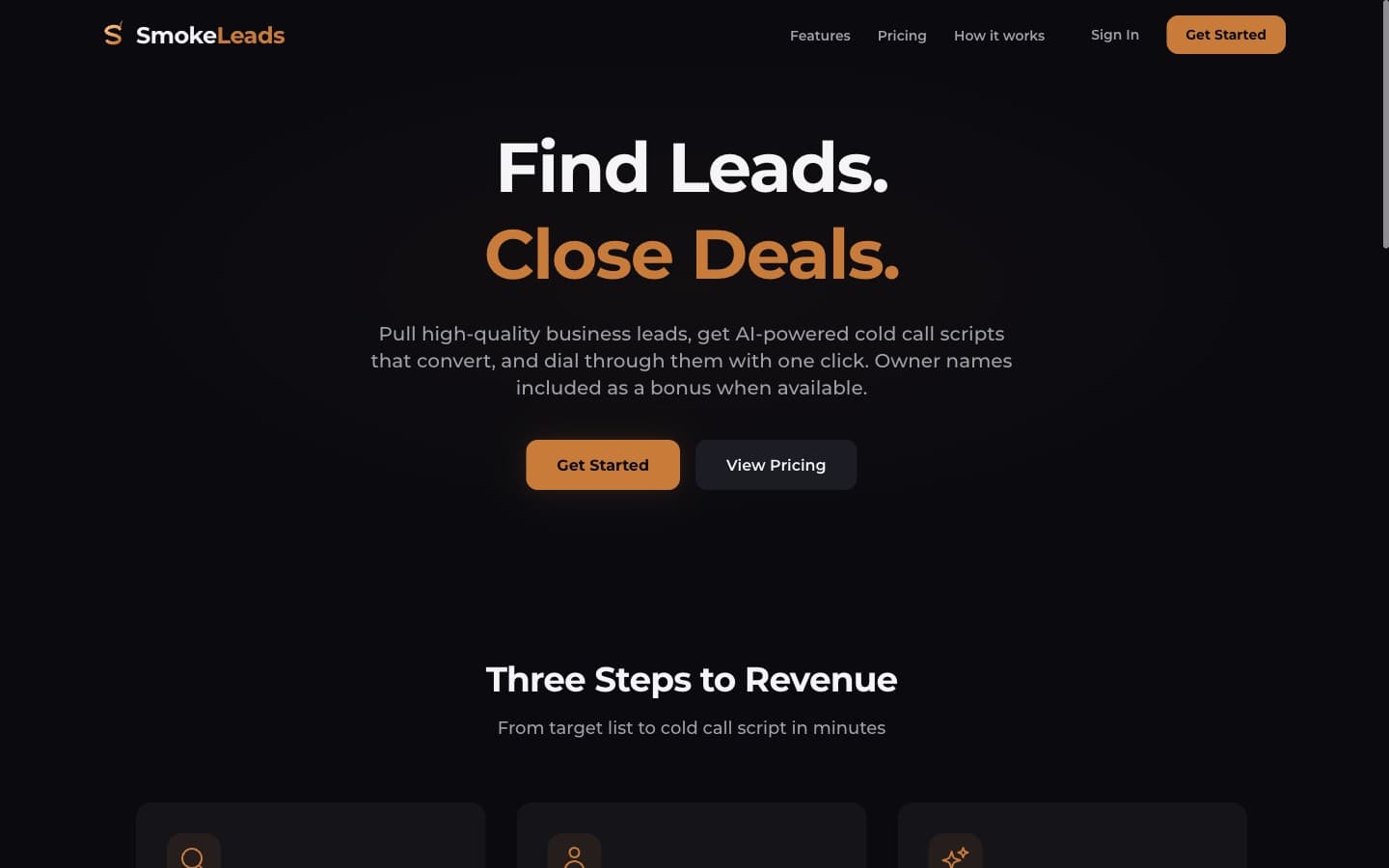 SmokeLeads website